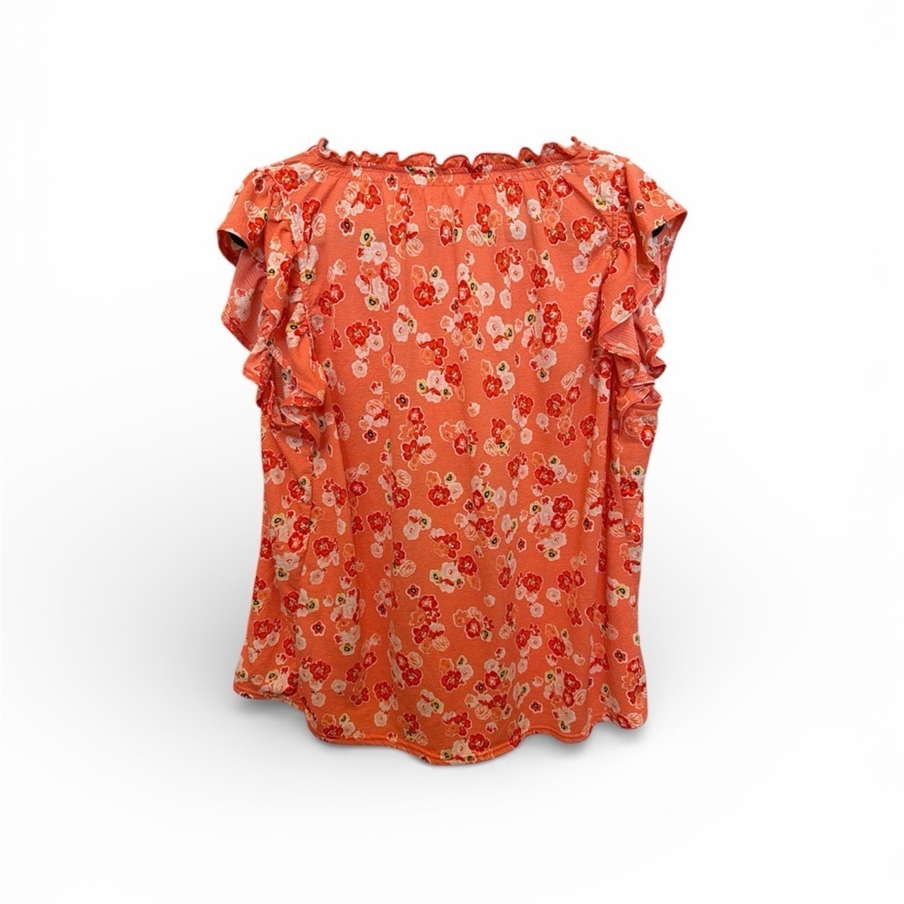 MELLODAY Floral Coral Blouse size XL - Picture 2 of 4